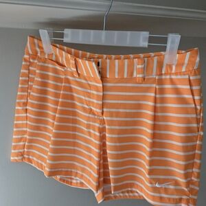 Nike Women's Orange Striped Shorts